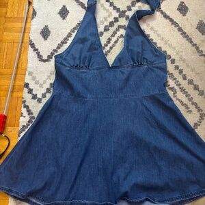Denim halter sexy plus size dress